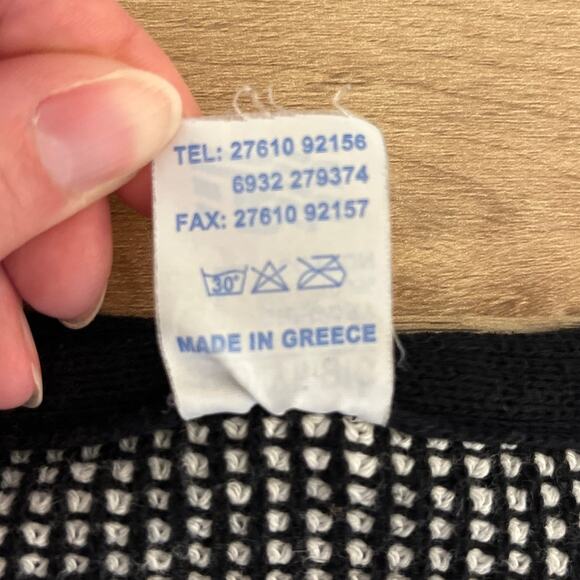Vintage Olympic Grigoropoulos Gregory Cotton Black White Knit Sweater Size Large - Picture 4 of 6
